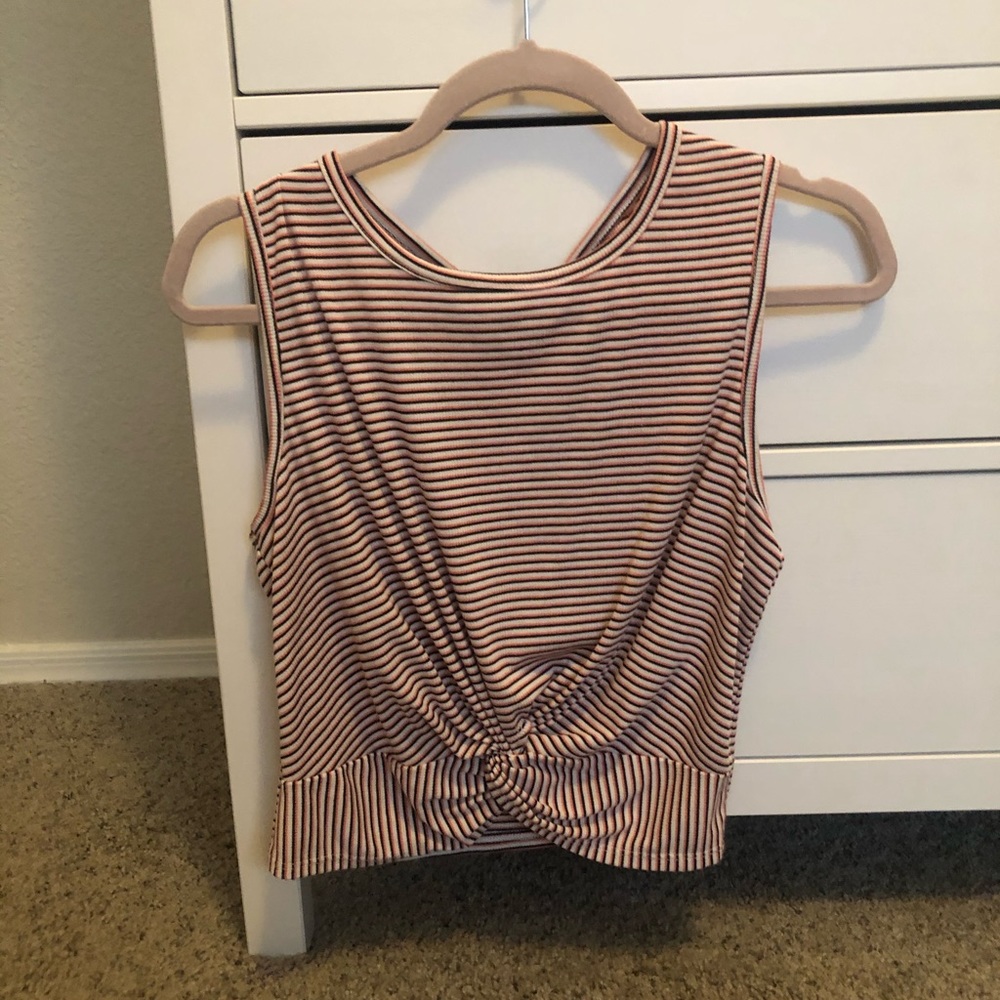 Cropped, sleeveless striped top